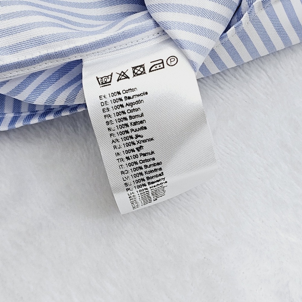 NEW Eton Mens 17 43 Dress Shirt Blue Striped Classic Preppy Business Ivy - Picture 5 of 11